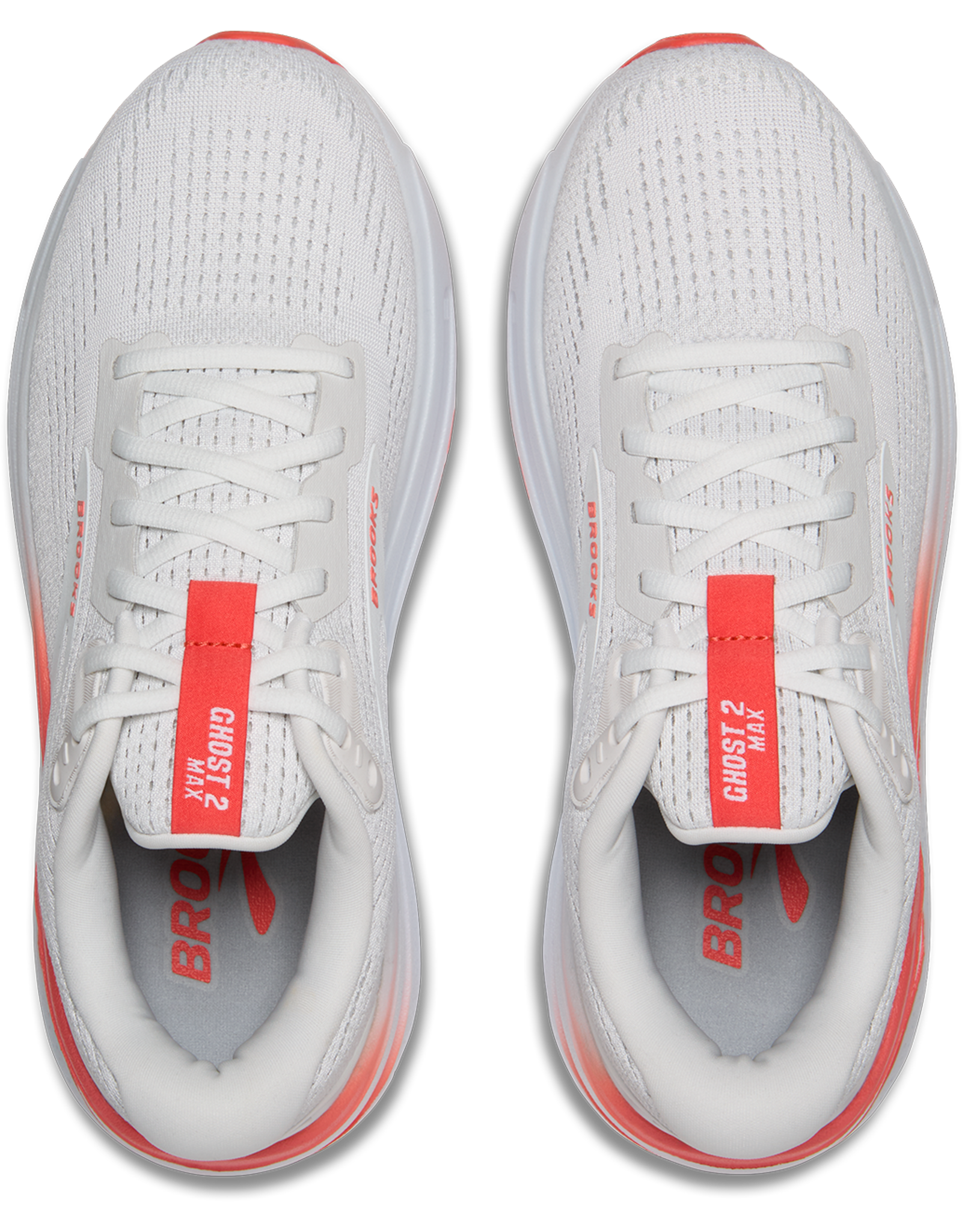 Brooks Ghost Max 2-Dames-White/Hot Coral