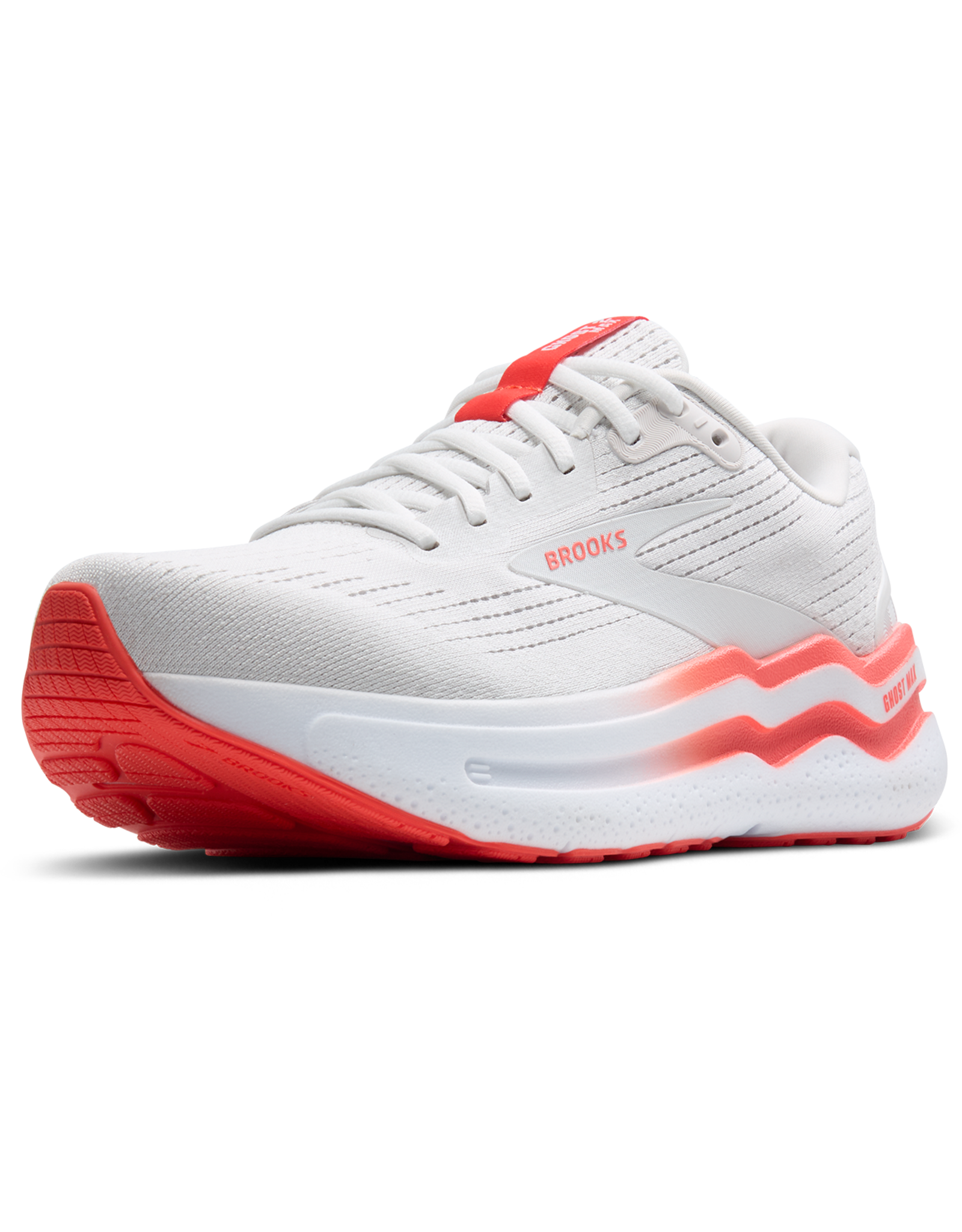 Brooks Ghost Max 2-Dames-White/Hot Coral