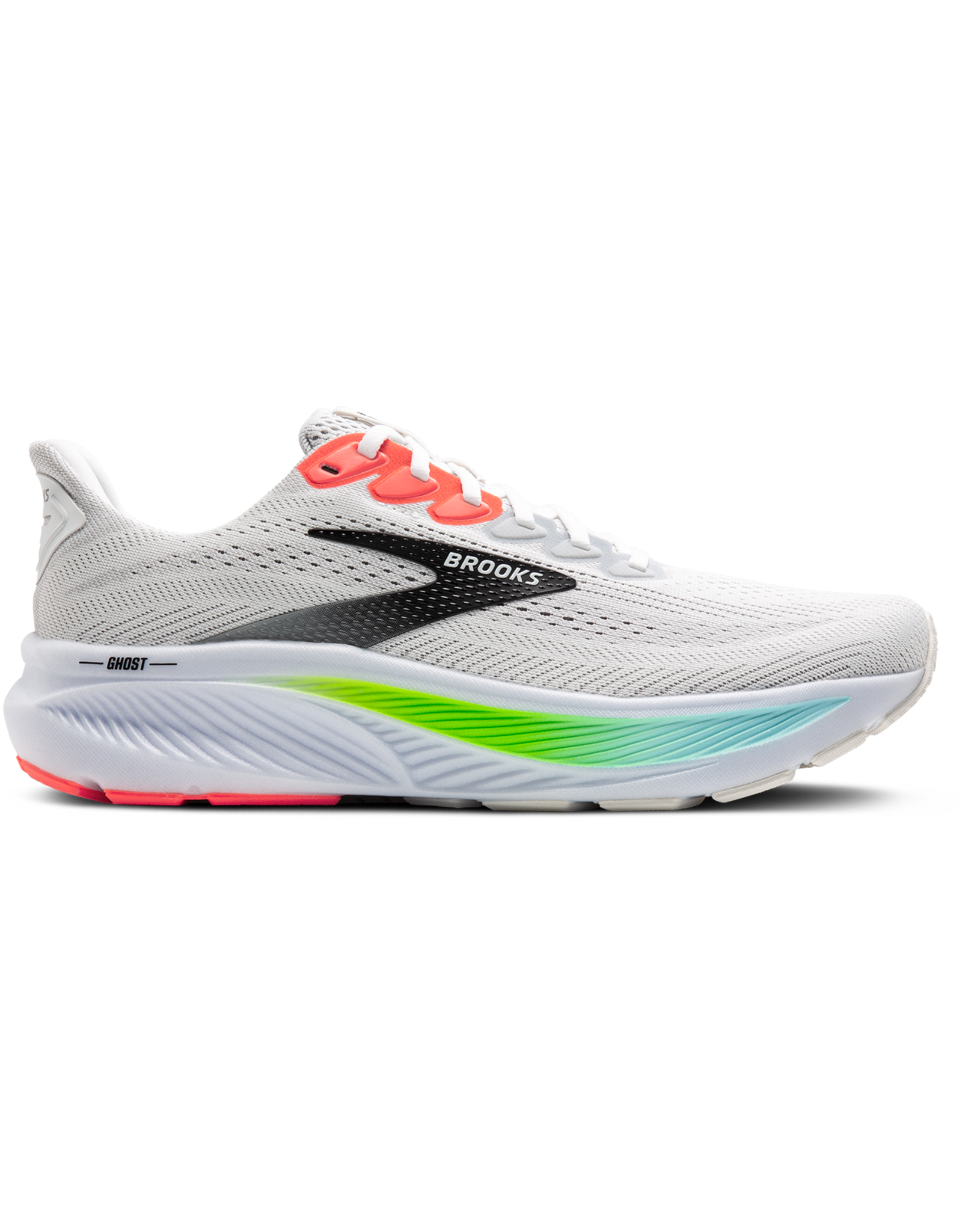Brooks Ghost 17-Heren-White/Pink Clay/Gecko