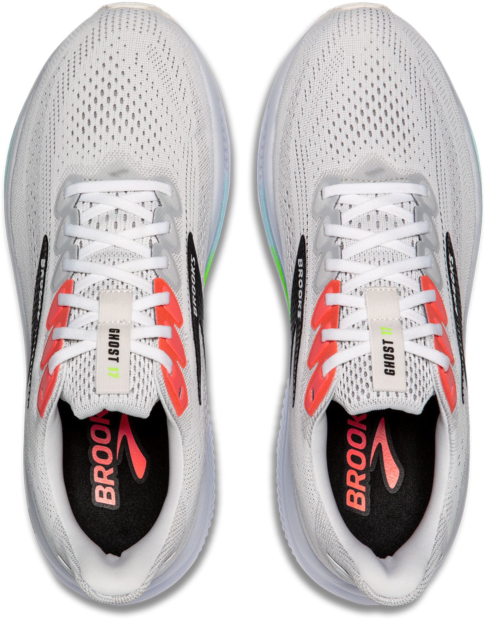 Brooks Ghost 17-Heren-White/Pink Clay/Gecko