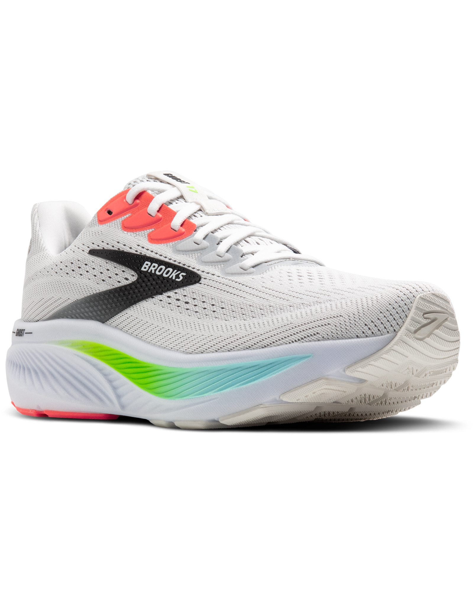 Brooks Ghost 17-Heren-White/Pink Clay/Gecko