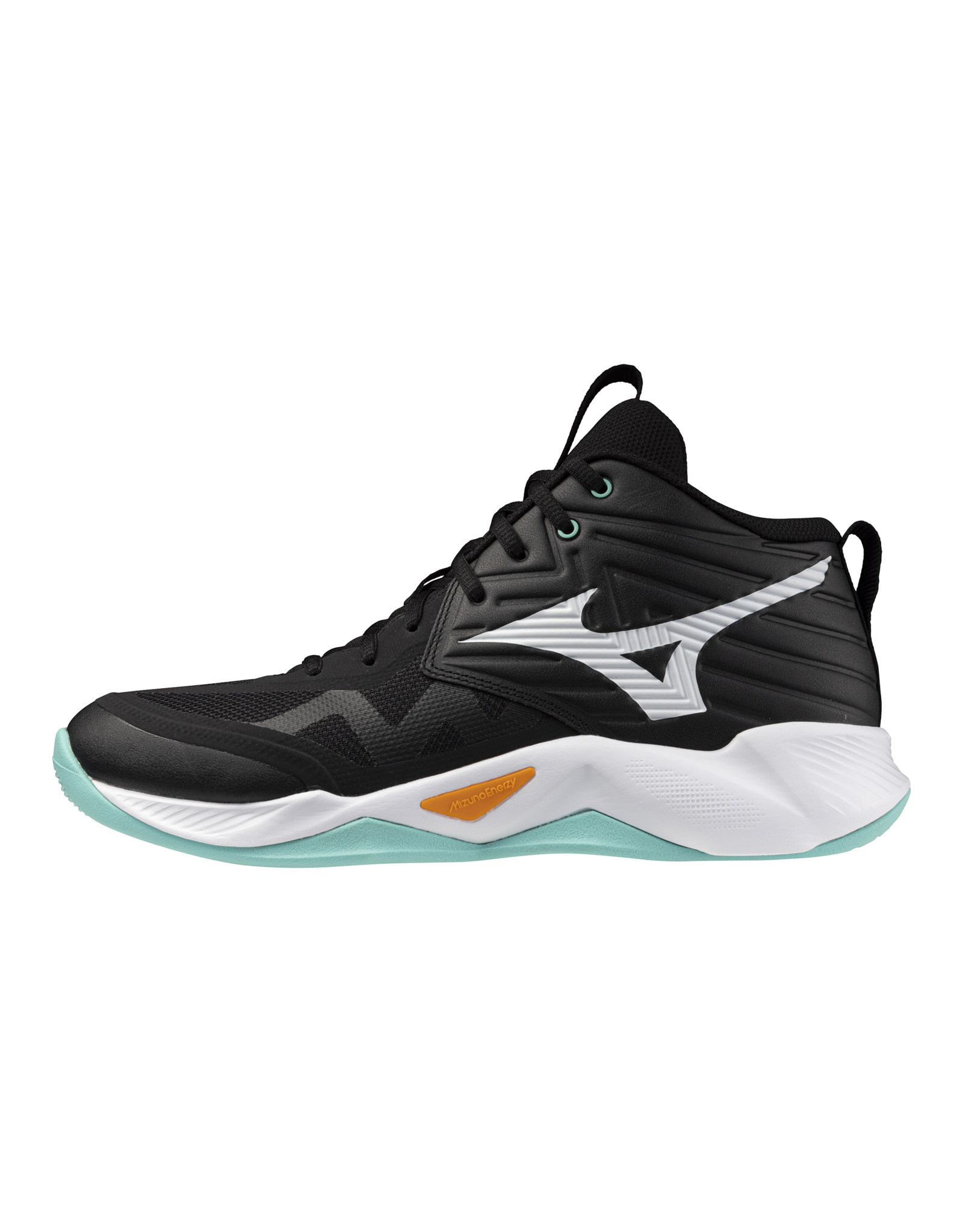 Mizuno SHOE WAVE MOMENTUM PRO MID-Unisex-Black/Tangelo/IceGreen