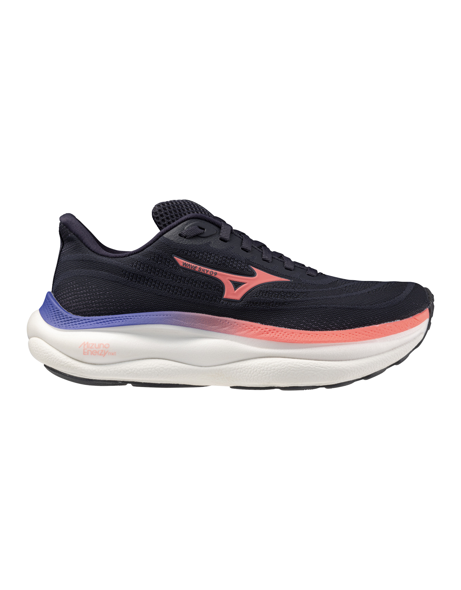 Mizuno SHOE WAVE SKY 9-Dames-OdysseyGray/Strik.Coral/IrisBloom