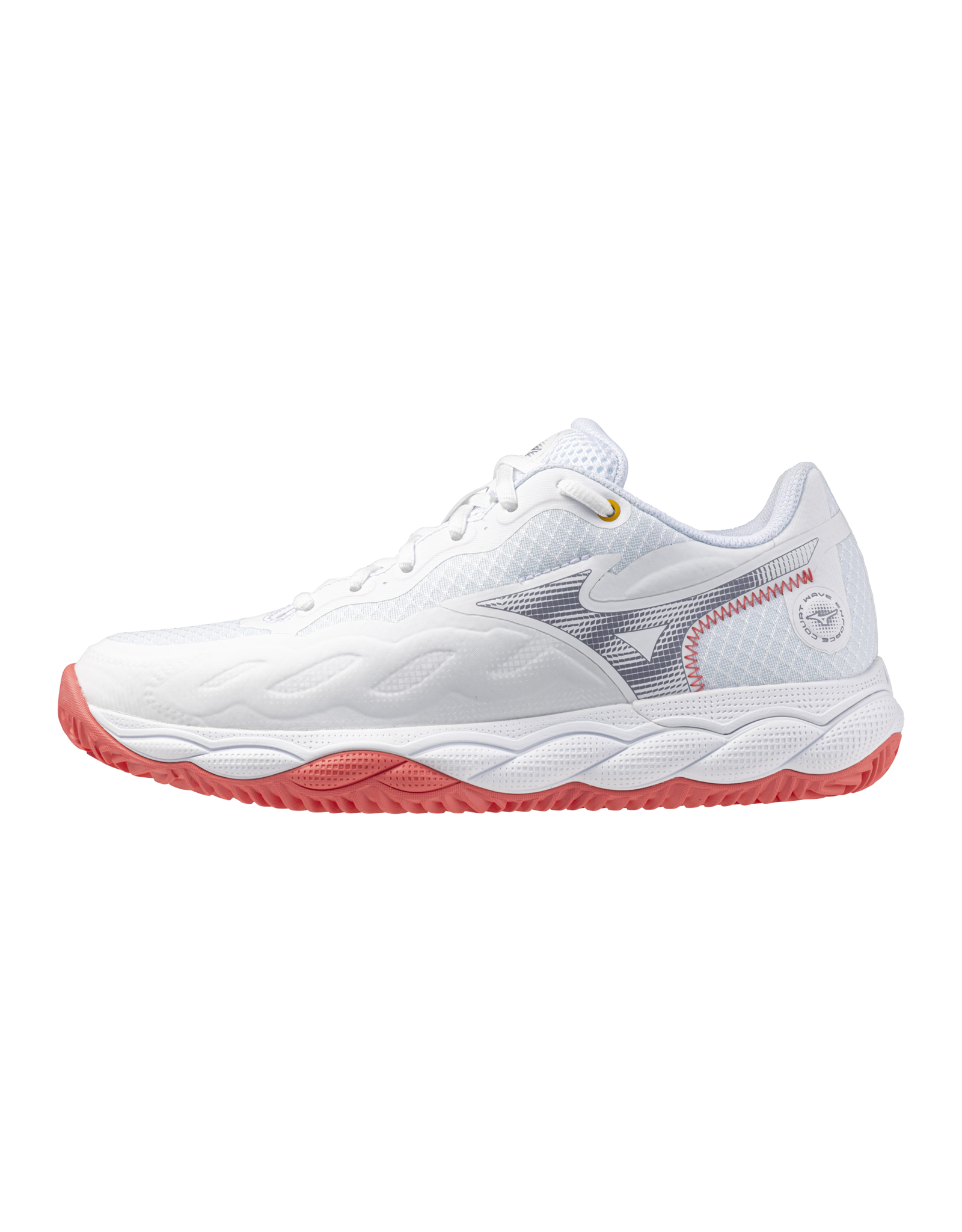 Mizuno SHOE WAVE ENFORCE COURT CC-Dames-White/BlueGranite/CalypsoCoral