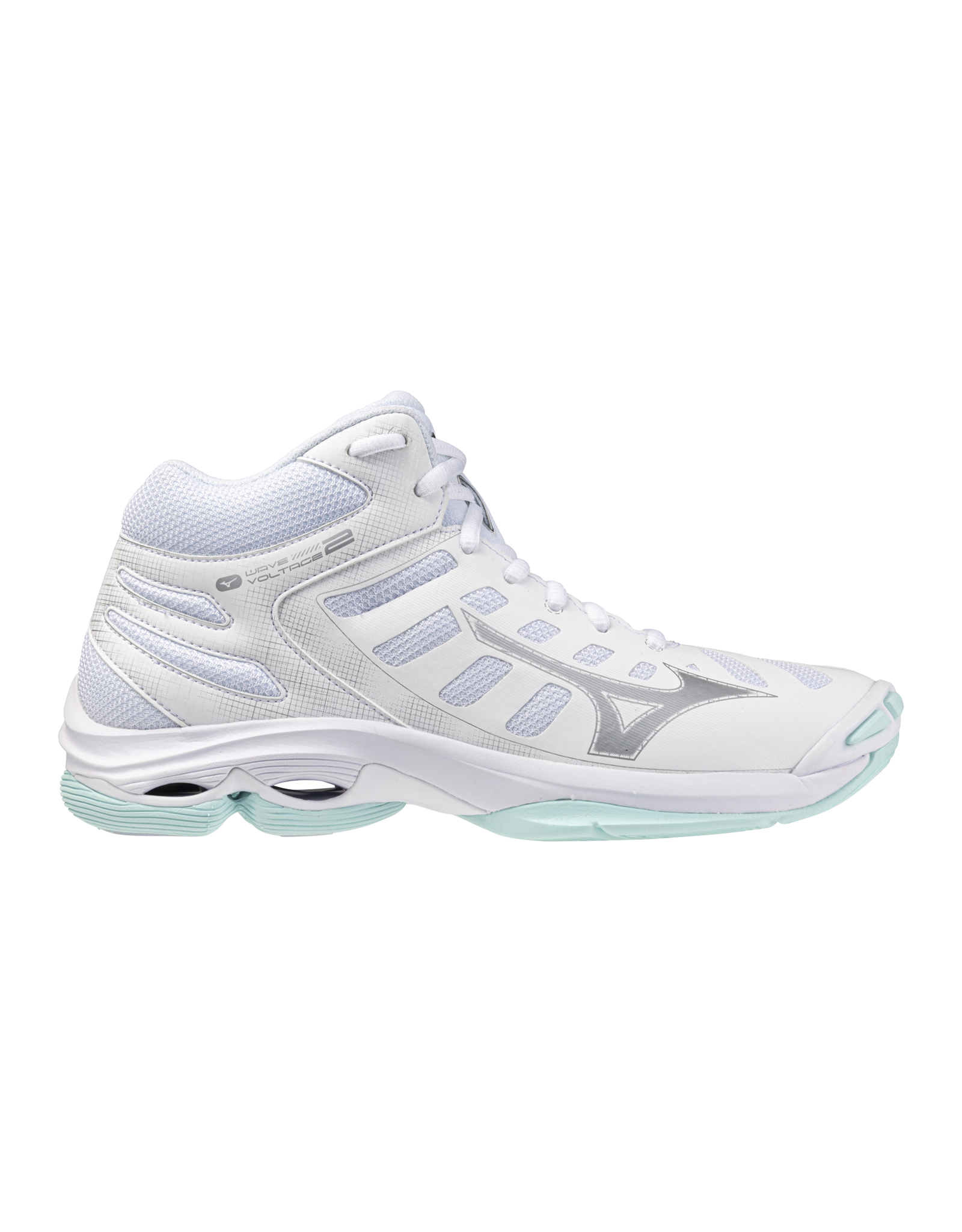 Mizuno SHOE WAVE VOLTAGE MID-Dames-White/BlueTint