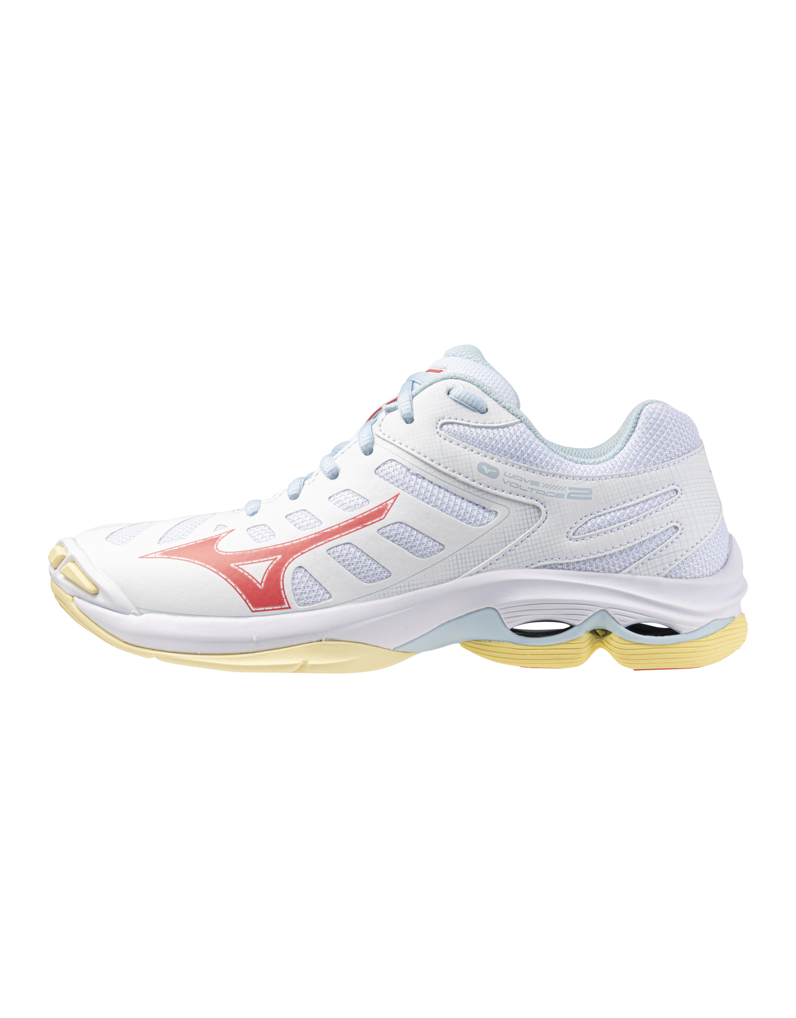 Mizuno SHOE WAVE VOLTAGE-Dames-White/CalypsoCoral/PaleBanana
