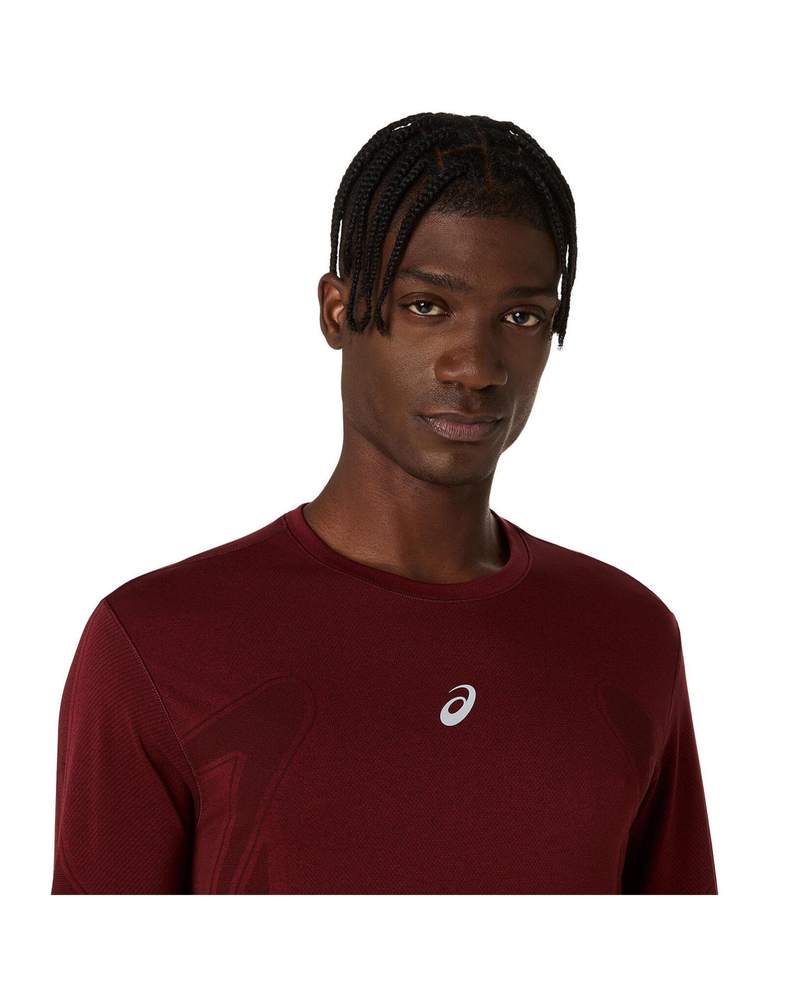 Asics ROAD SEAMLESS LS TOP-Heren-DARK RED PLANET