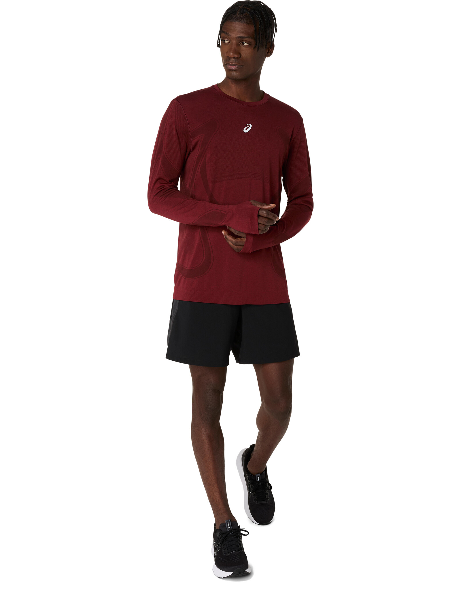 Asics ROAD SEAMLESS LS TOP-Heren-DARK RED PLANET