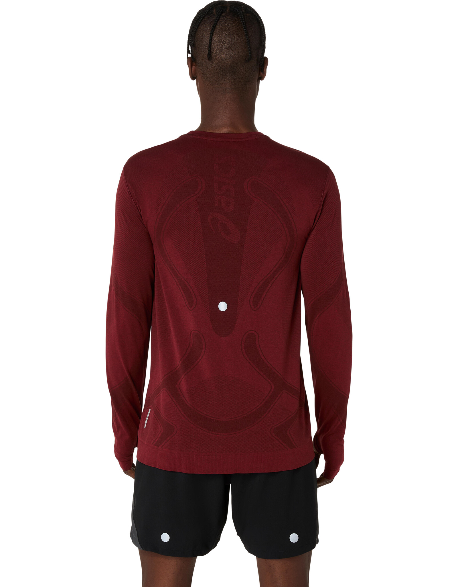 Asics ROAD SEAMLESS LS TOP-Heren-DARK RED PLANET