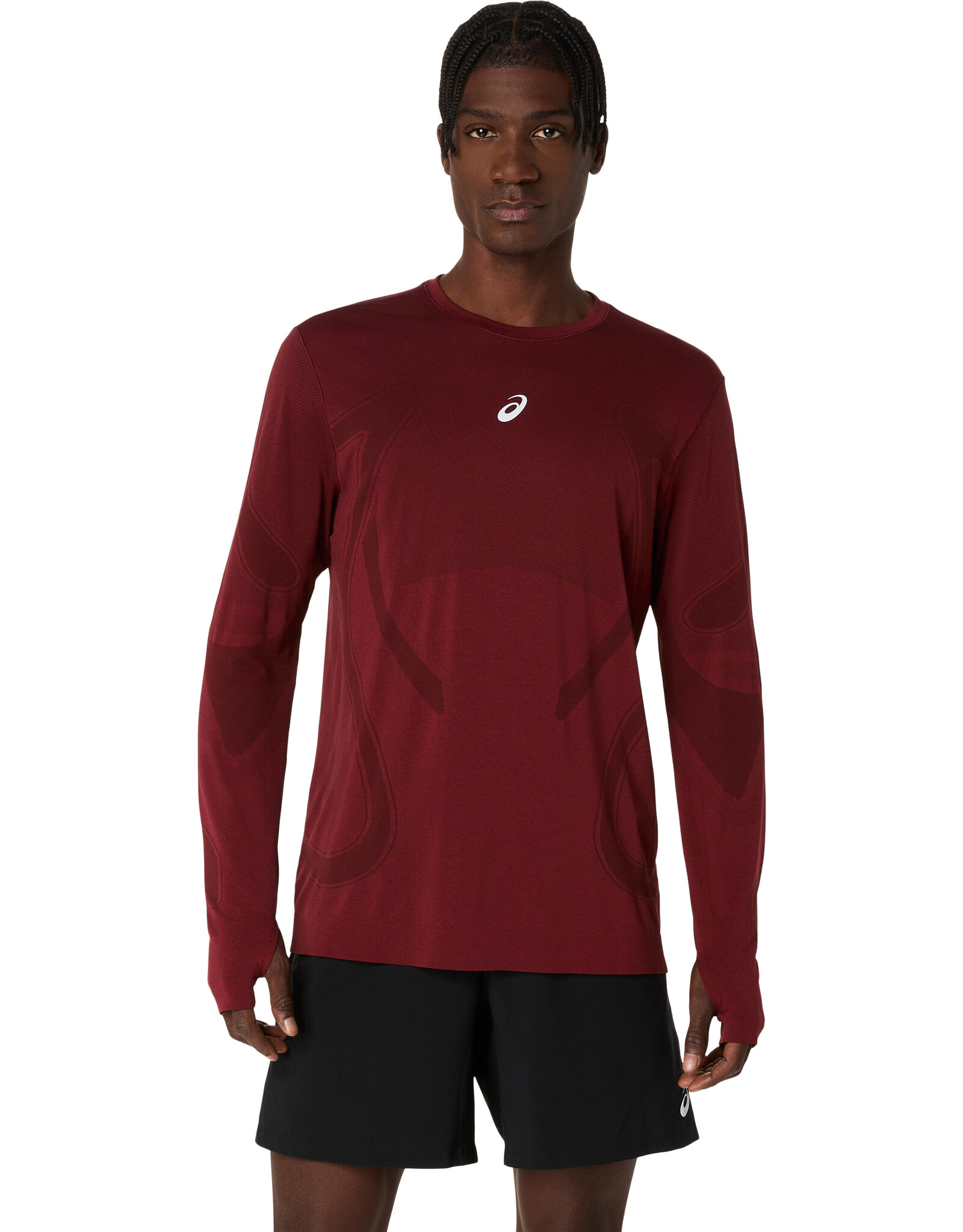 Asics ROAD SEAMLESS LS TOP-Heren-DARK RED PLANET