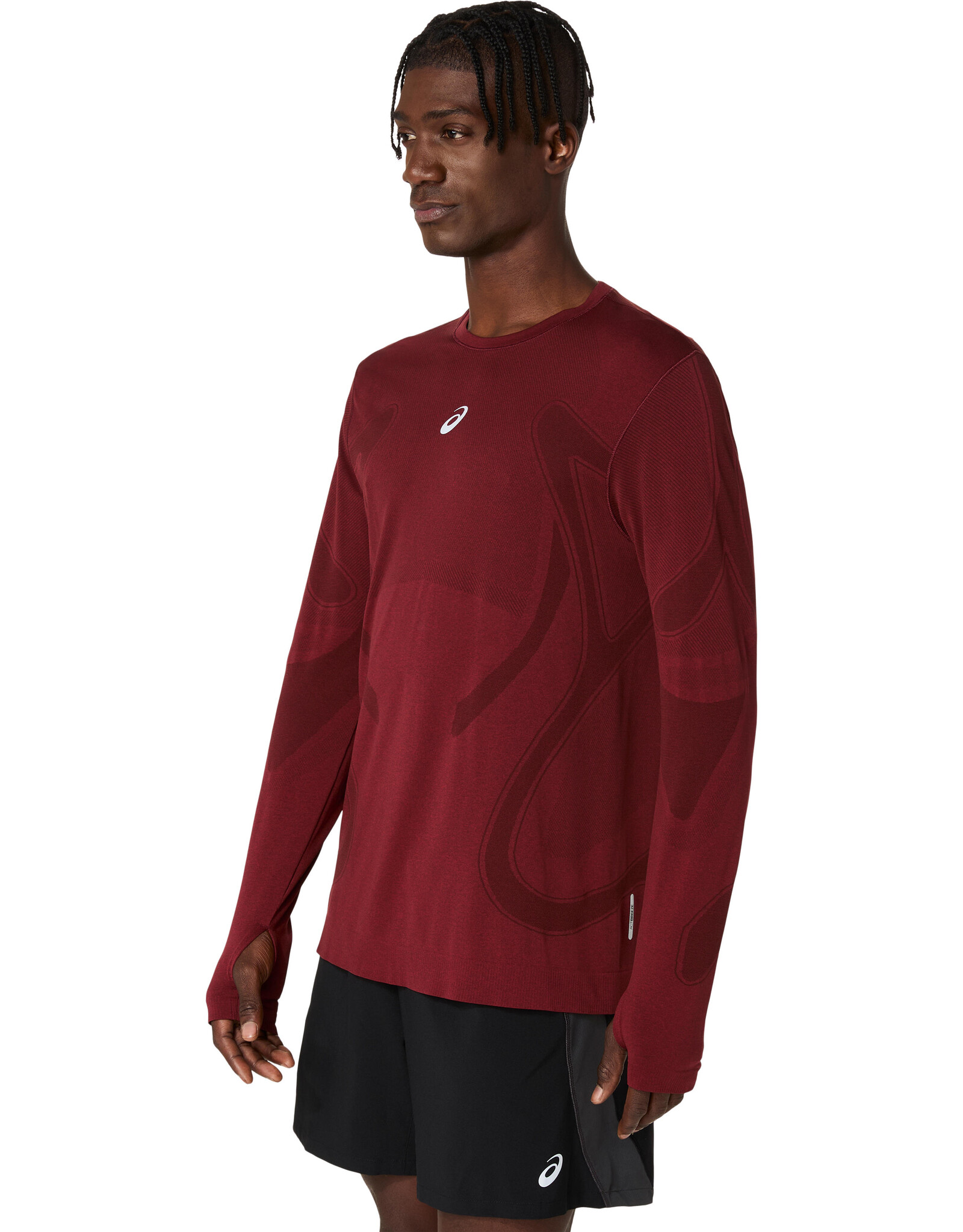 Asics ROAD SEAMLESS LS TOP-Heren-DARK RED PLANET