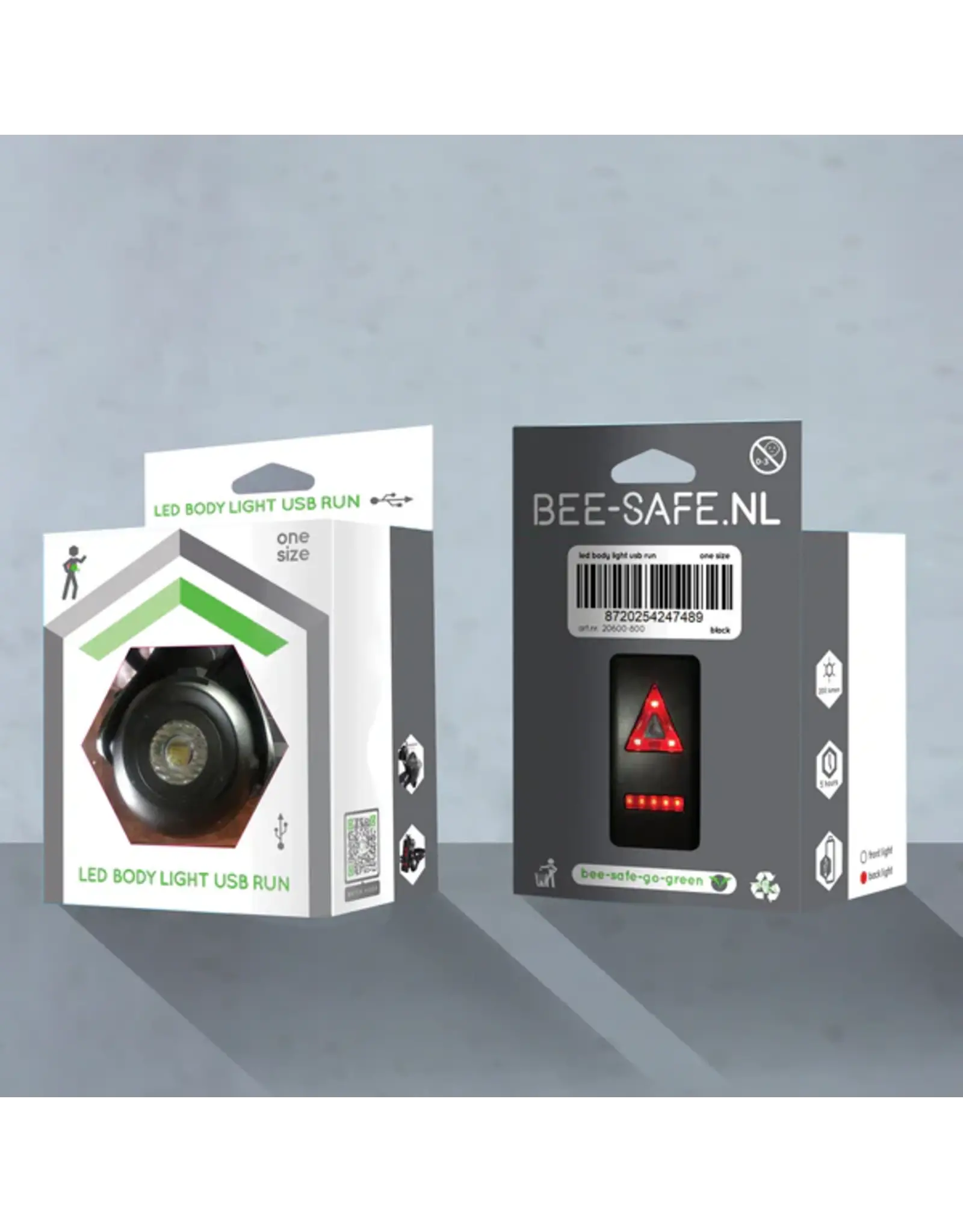 BEE-SAFE Body Light USB Run - black - one size