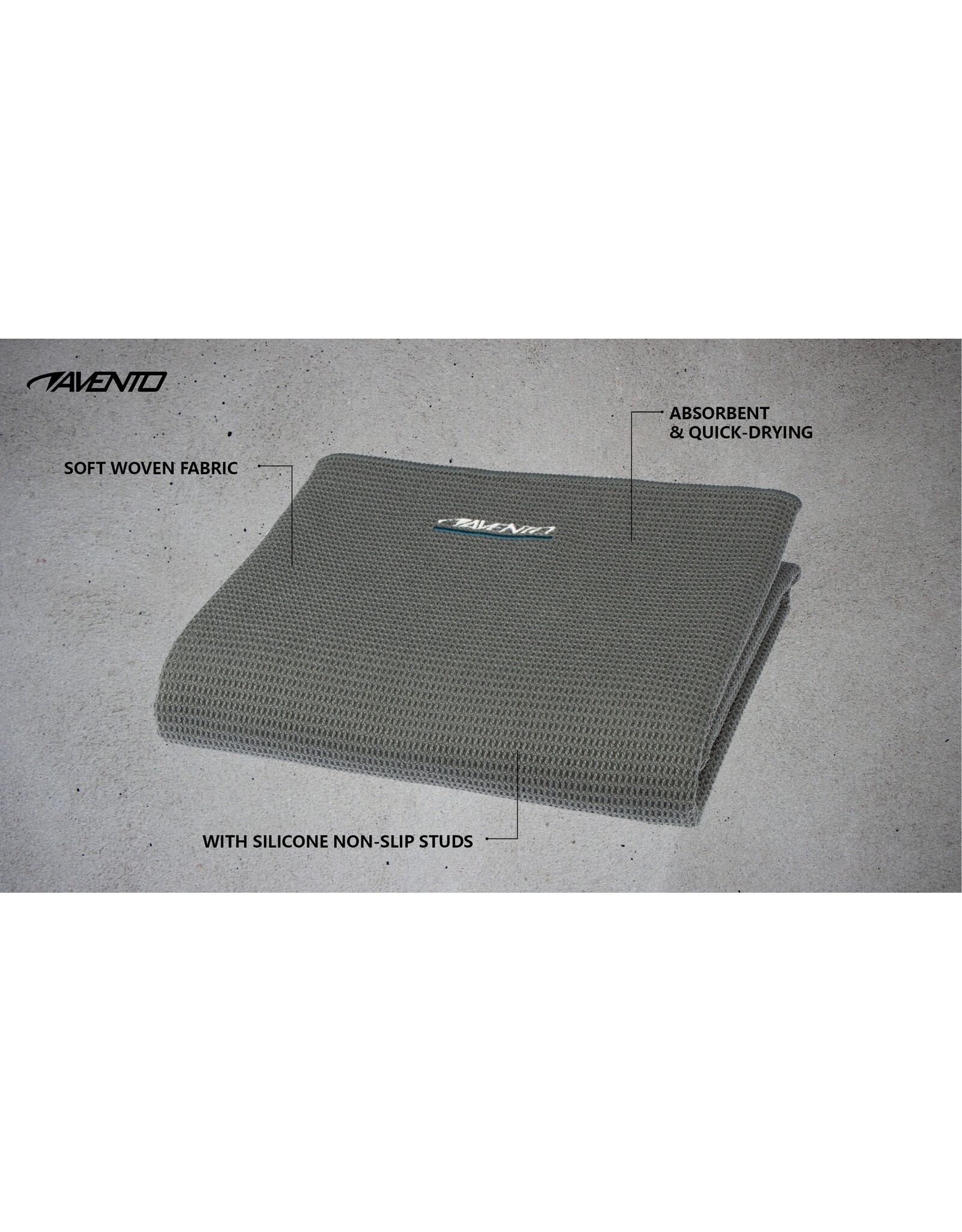 Avento Yoga Handdoek • 183 x 66 cm •Grijs/Wit