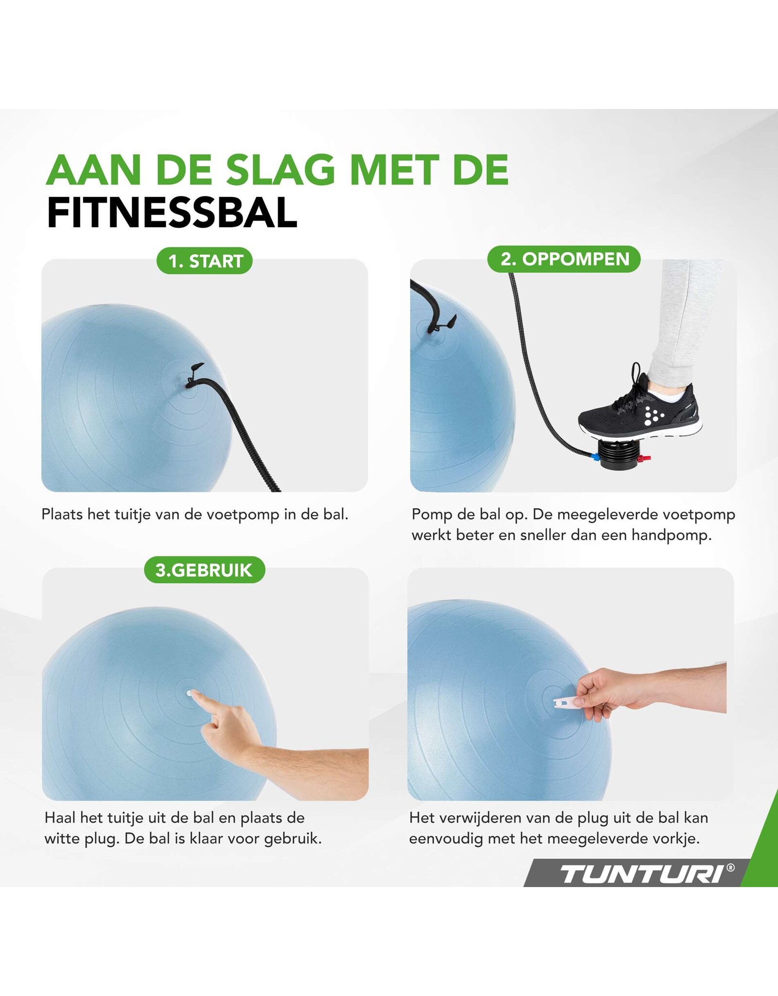 Tunturi Tunturi Gymball 65cm, Light Blue, Anti Burst