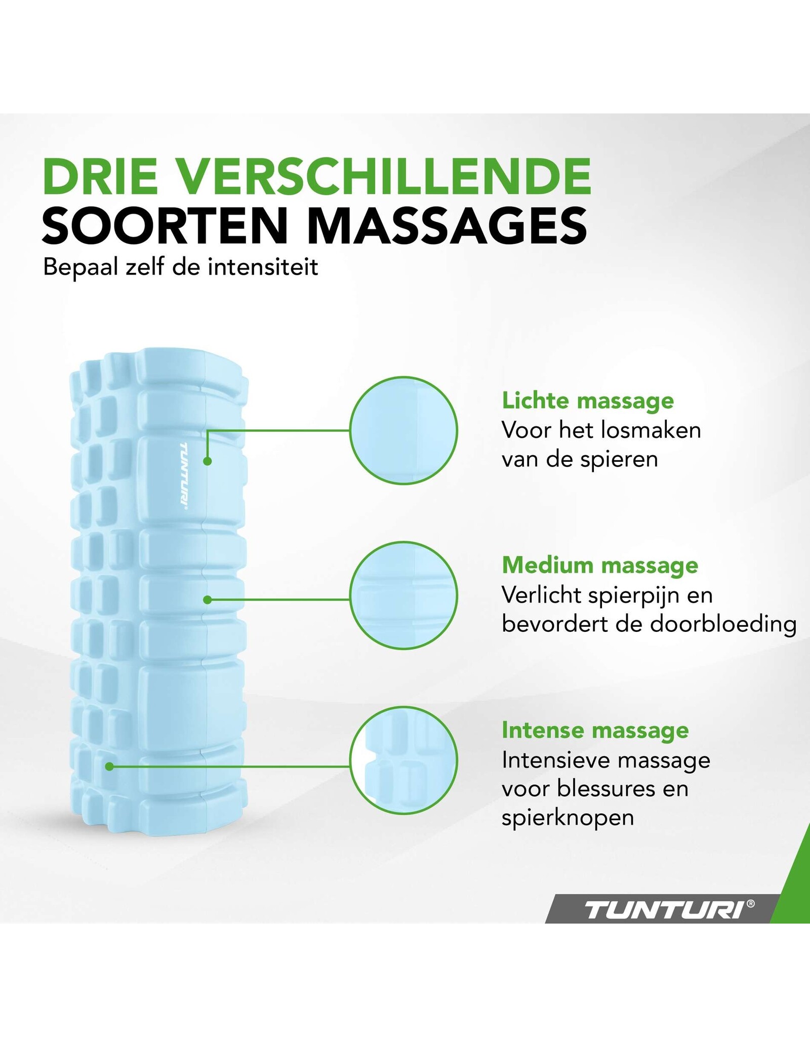 Tunturi Tunturi Yoga Grid Foam Roller, 33cm, Light Blue