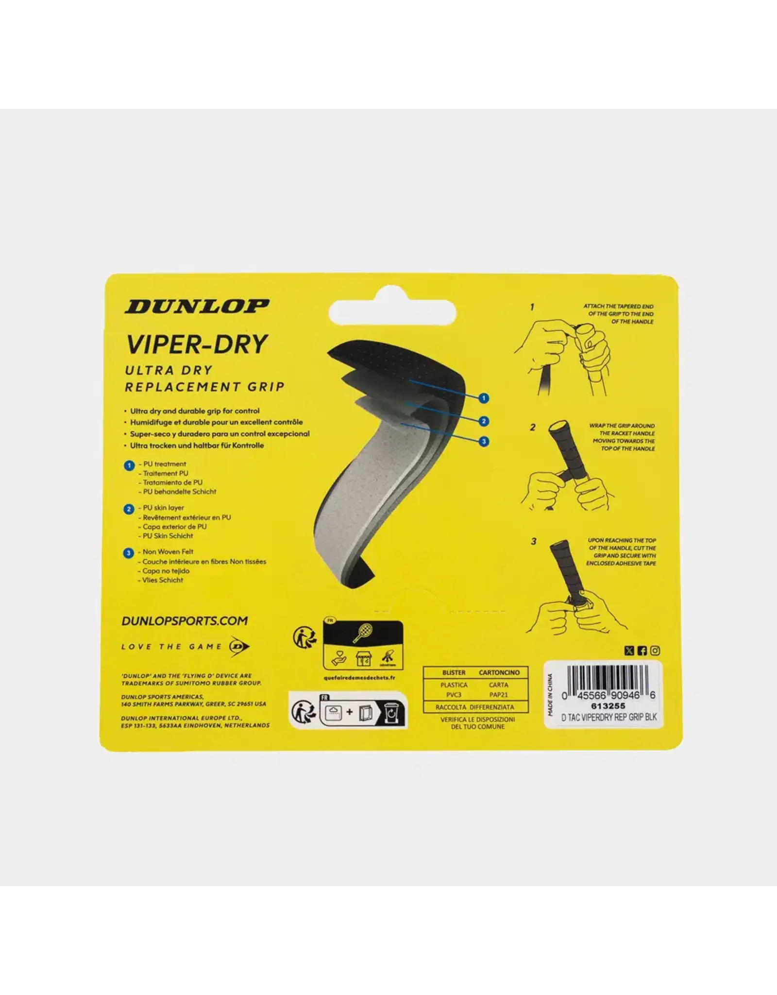 Dunlop D TAC ATP VIPER-DRY REP GRIP BLK 1PC BLISTER