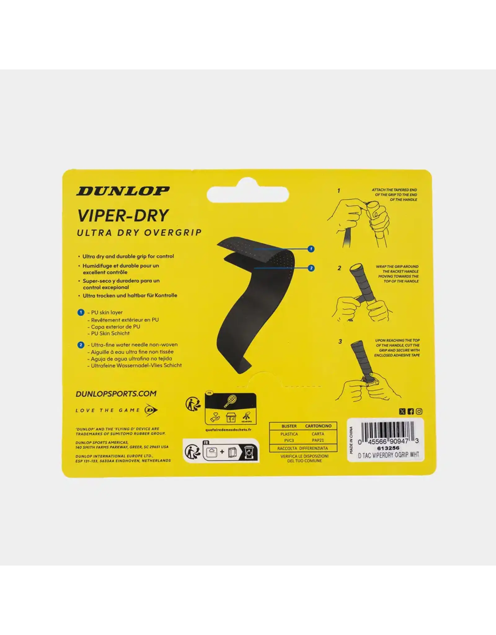 Dunlop D TAC ATP VIPER-DRY OGRIP WHT 3PCS BLISTER