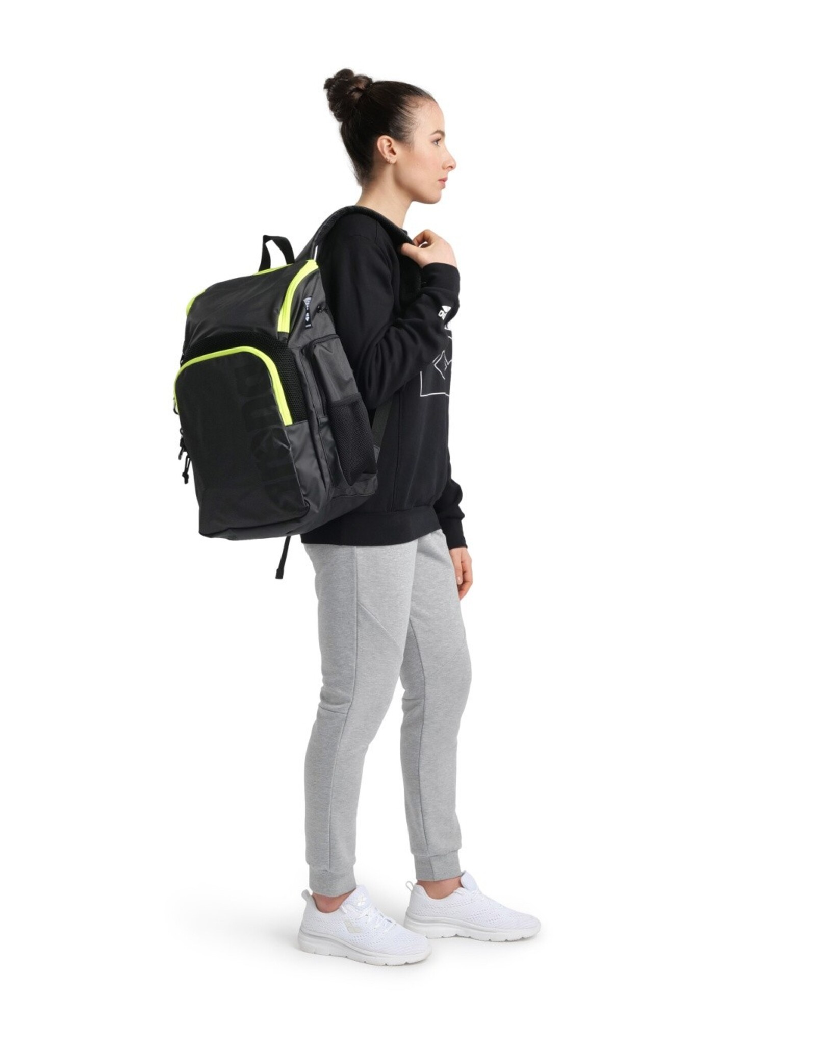 Arena Spiky III Backpack 35-darksmoke-neonyellow