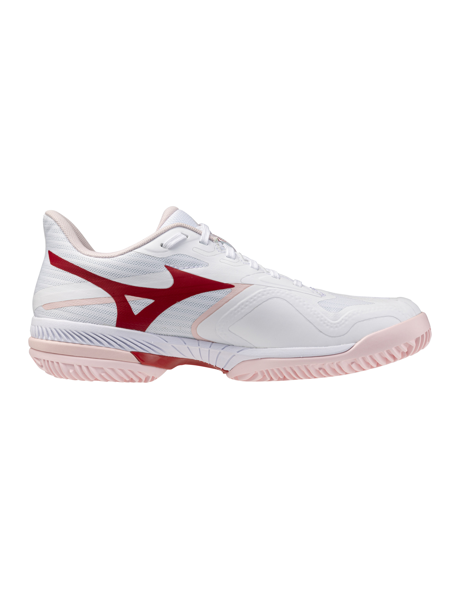 Mizuno SHOE WAVE EXCEED COURT CC WOS-Dames-White/Pinkesque/Barbados Cherry