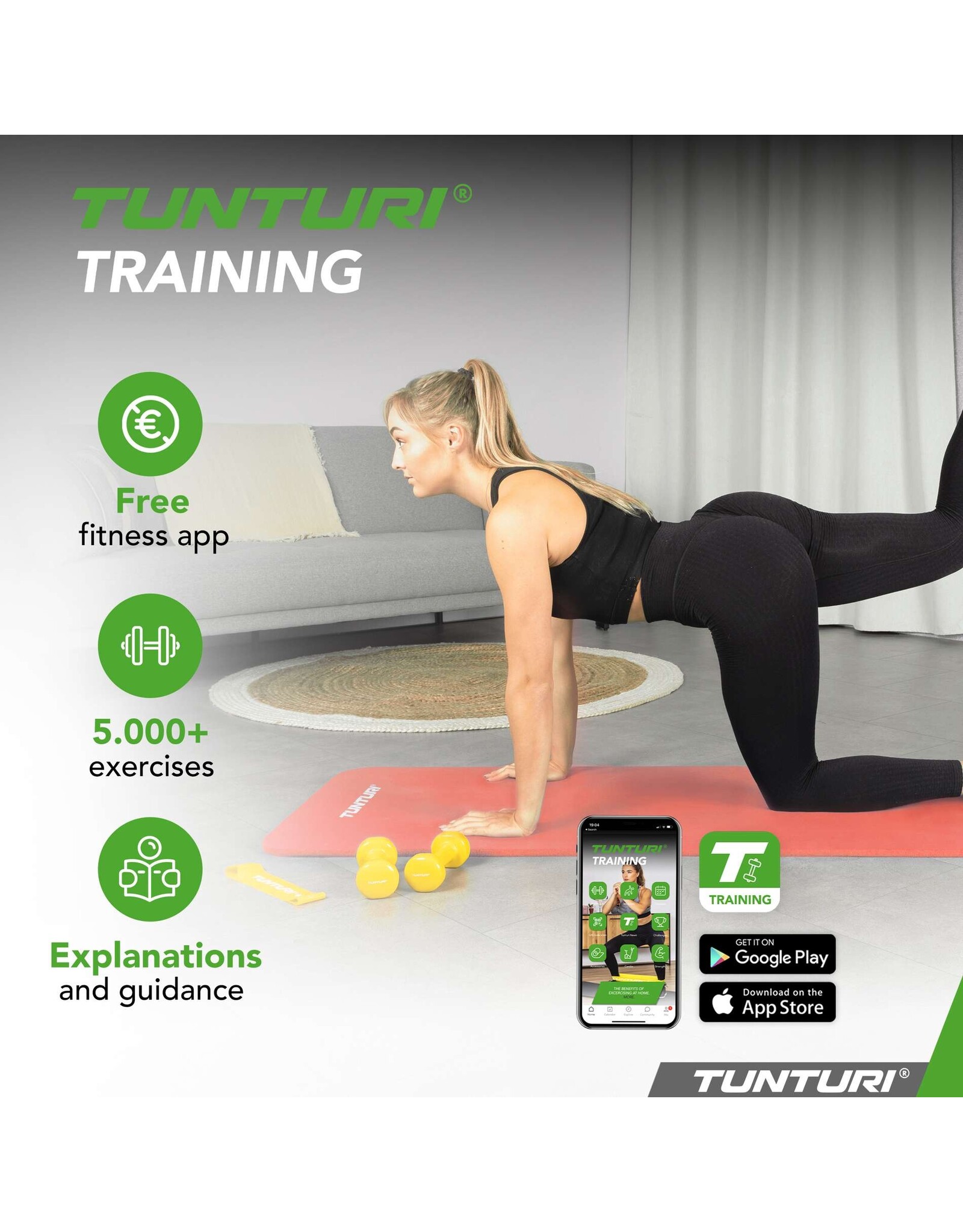 Tunturi Tunturi Fitnessmat NBR, Rose Gold