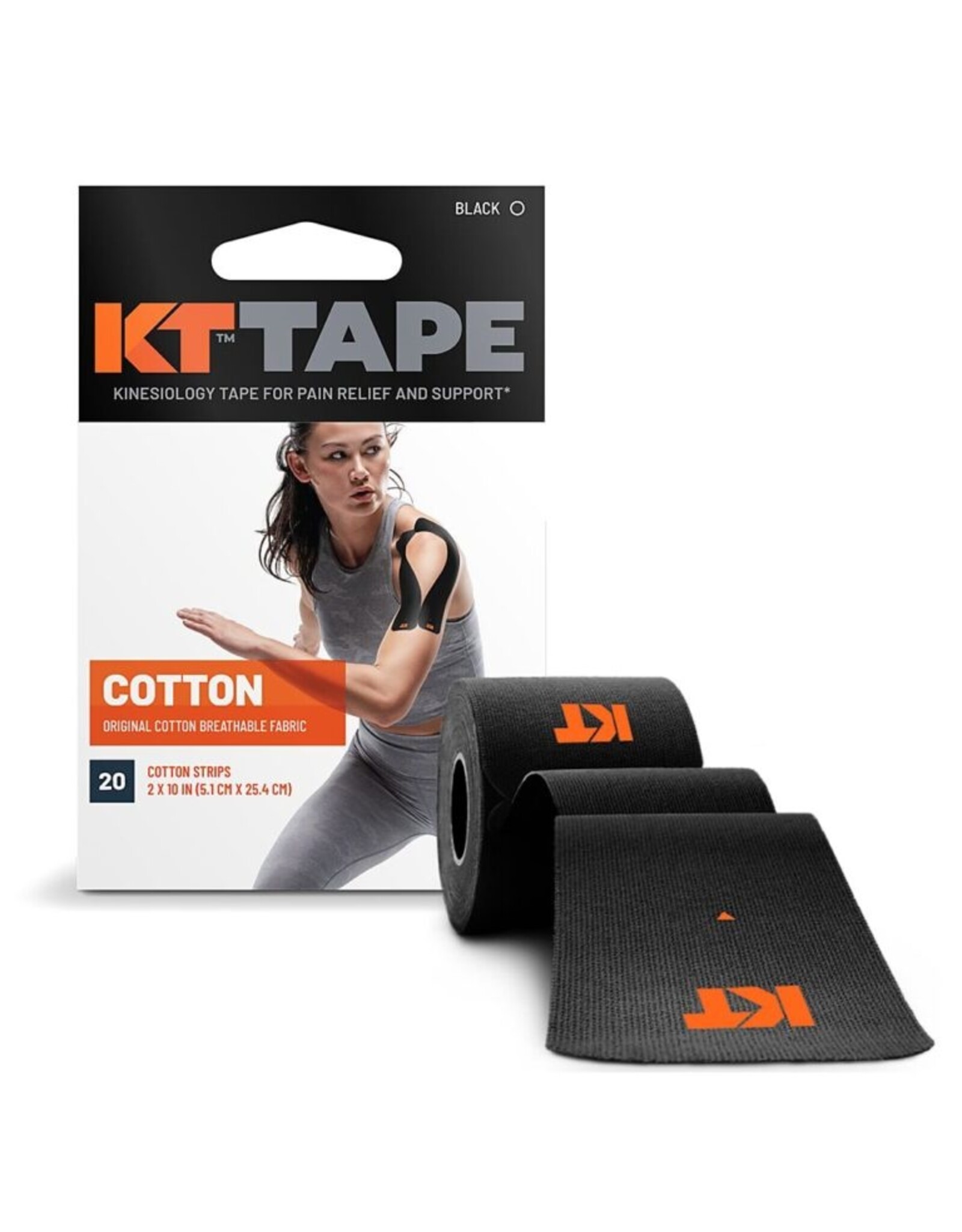 KT TAPE KT Original coton Tape Precut (20 x 25cm)-Black
