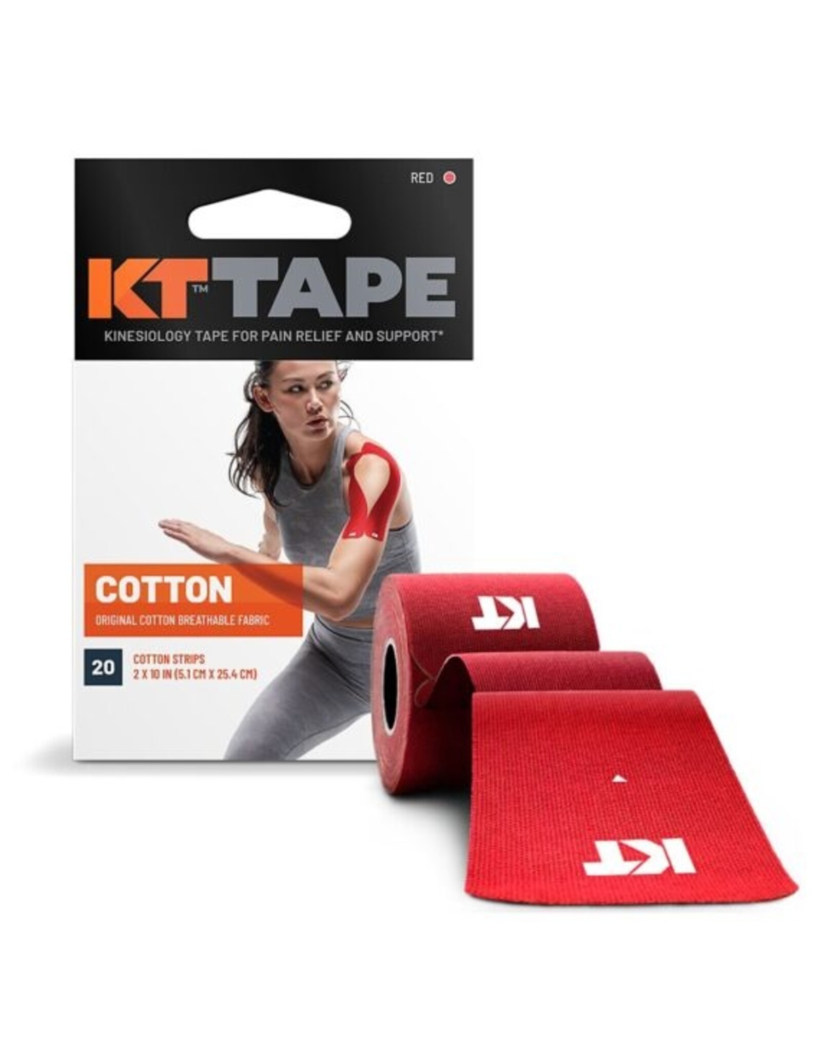 KT TAPE KT Original coton Tape Precut (20 x 25cm)-Red