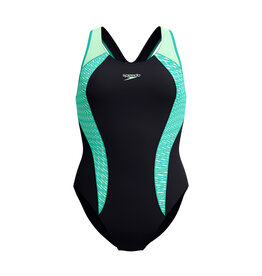 Speedo ECO+M PLACEM LANEBACK BLA/GRN