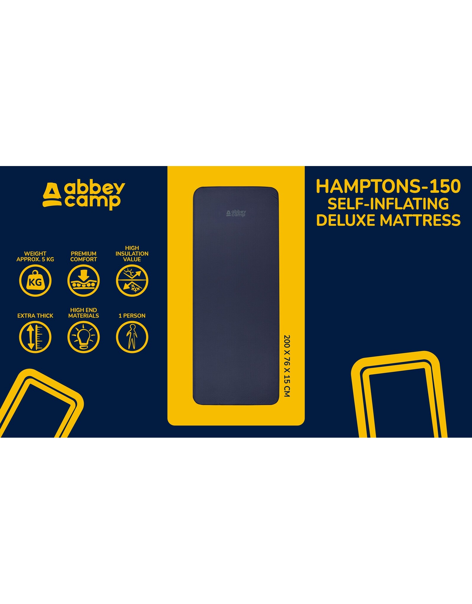 Abbey Camp® Zelfopblazende slaapmat Deluxe Comfort 1P ET • Marbella-170• Marine/Antraciet (MAA)