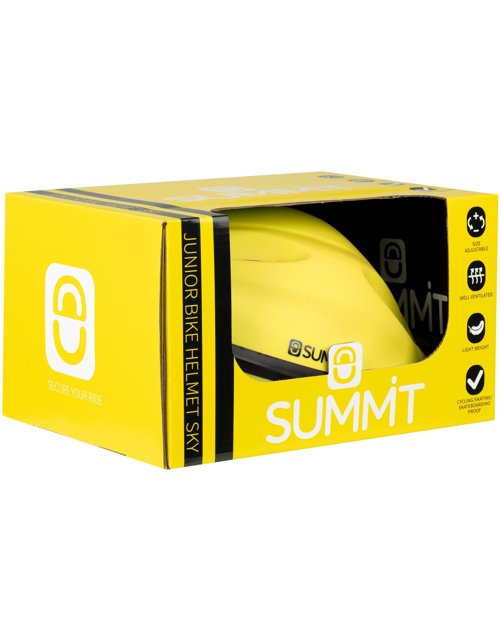 Summit® Fiets Veiligheids Helm Junior Verstelbaar Geel (GEE)