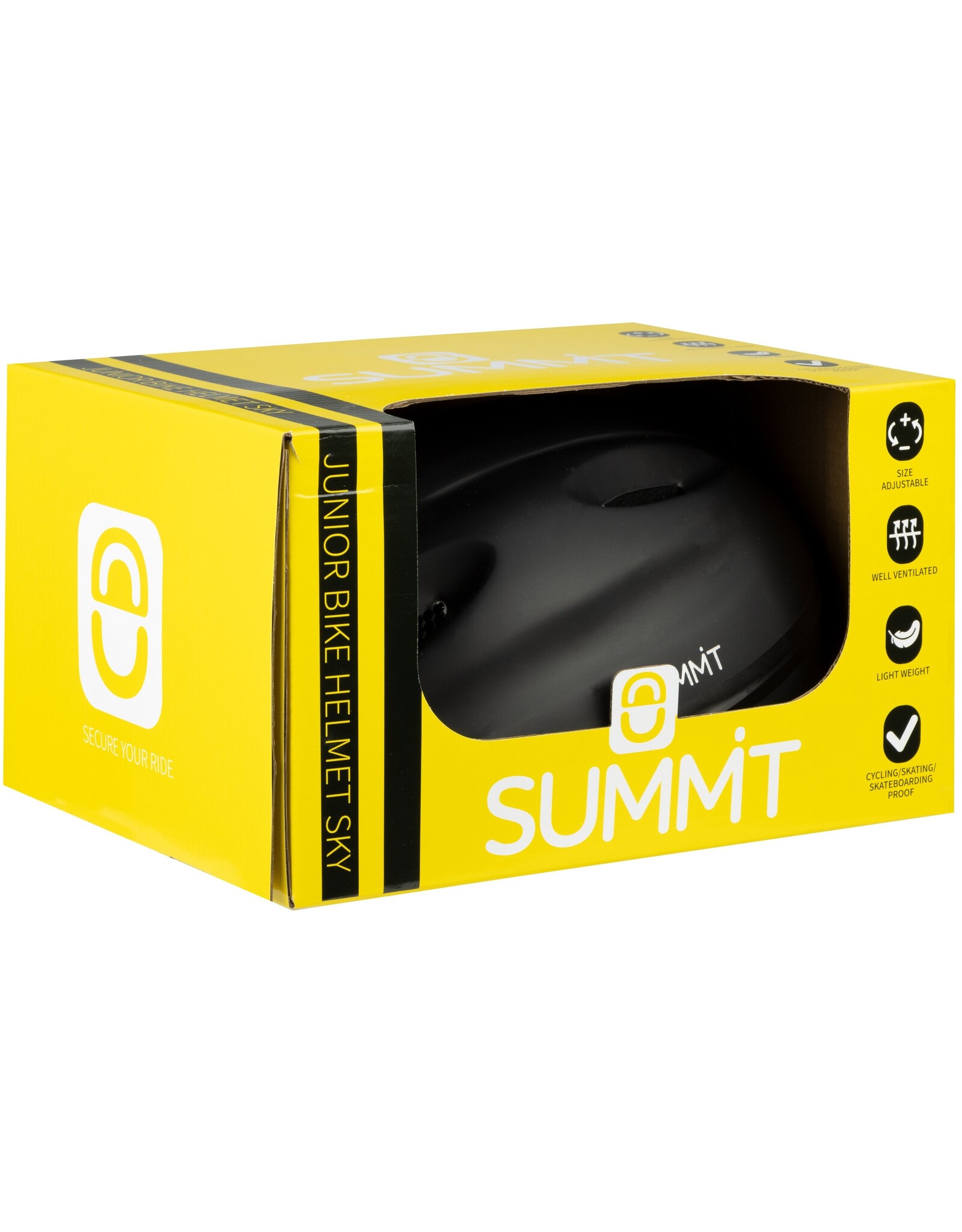 Summit® Fiets Veiligheids Helm Junior Verstelbaar Zwart (ZWA)