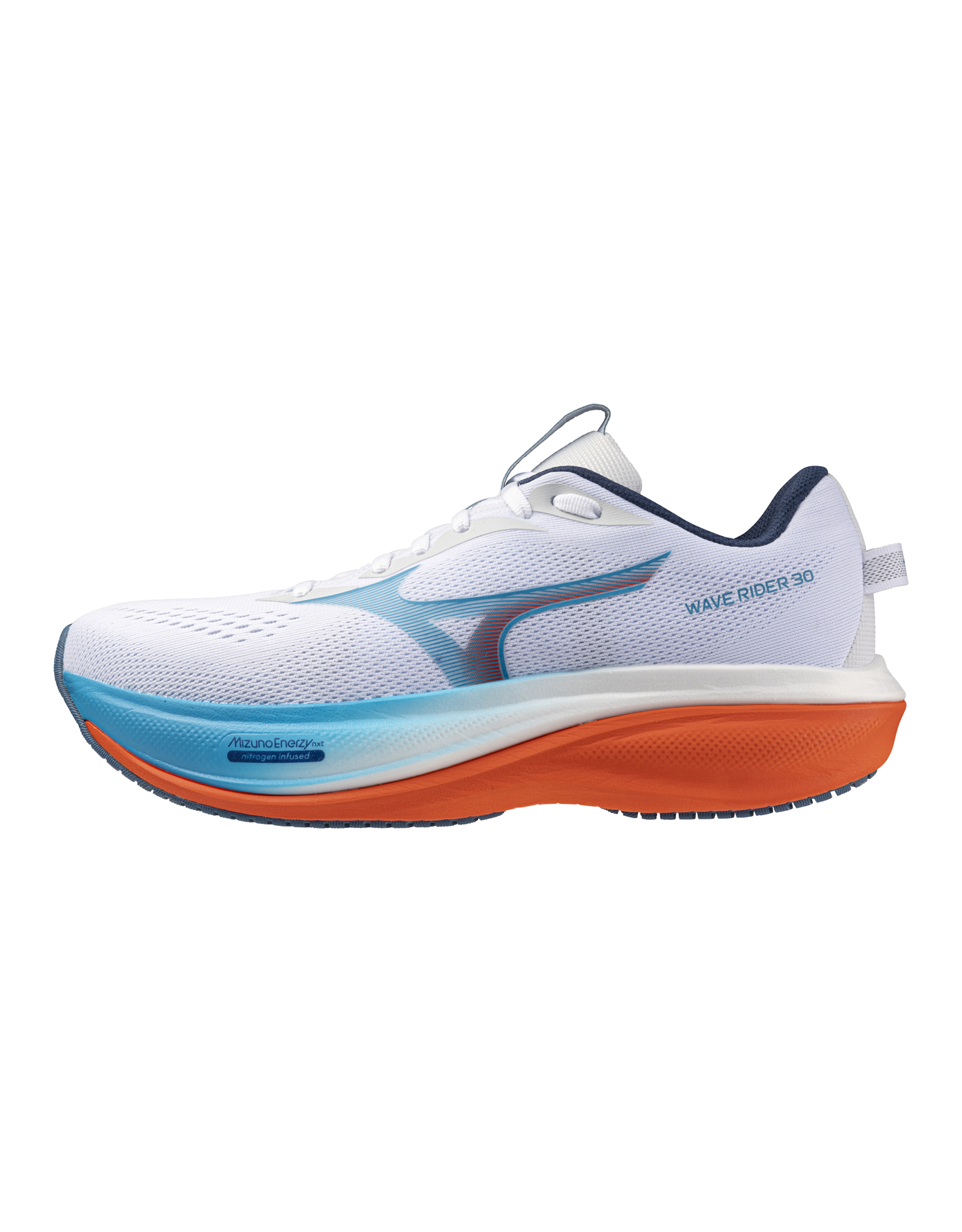 Mizuno WAVE RIDER 30-Heren-White/Blue Jewel/Orange.com