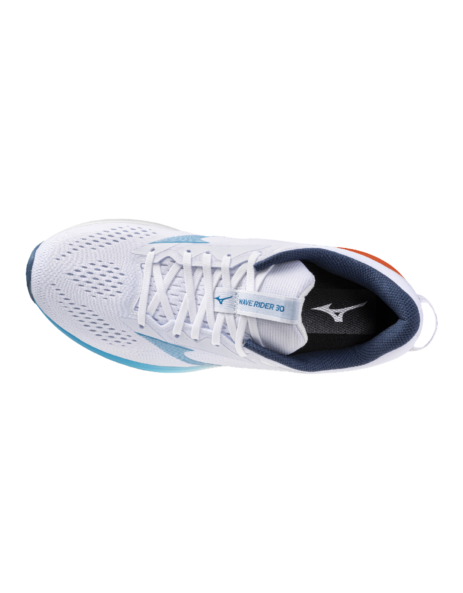 Mizuno WAVE RIDER 30-Heren-White/Blue Jewel/Orange.com