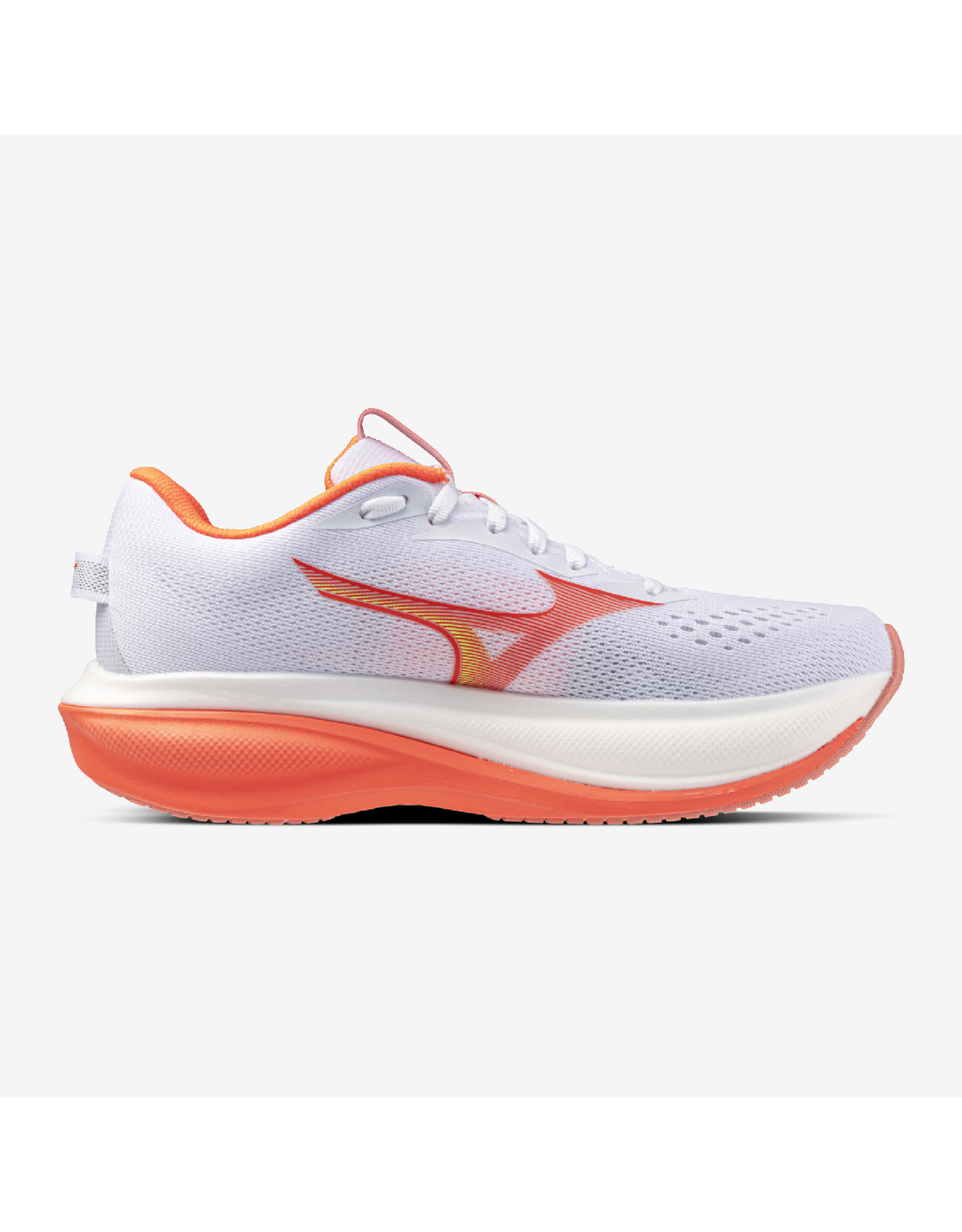 Mizuno WAVE RIDER 30-Dames-White/Lava Orange/Lime Pulp