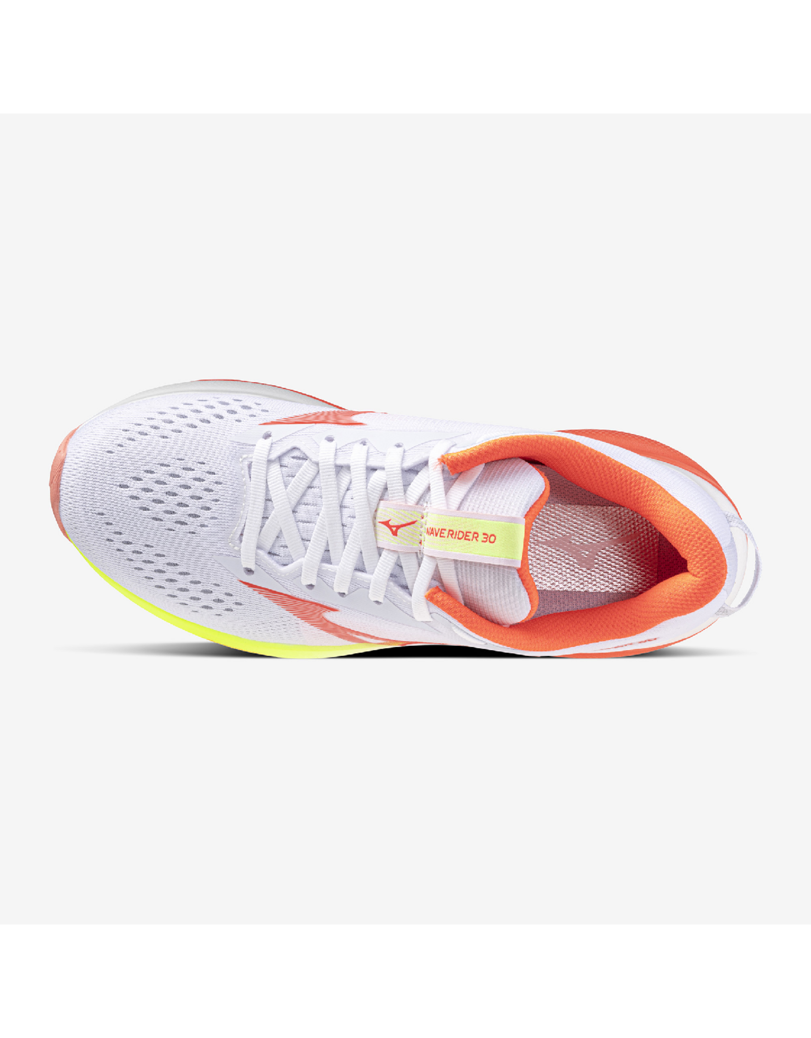 Mizuno WAVE RIDER 30-Dames-White/Lava Orange/Lime Pulp