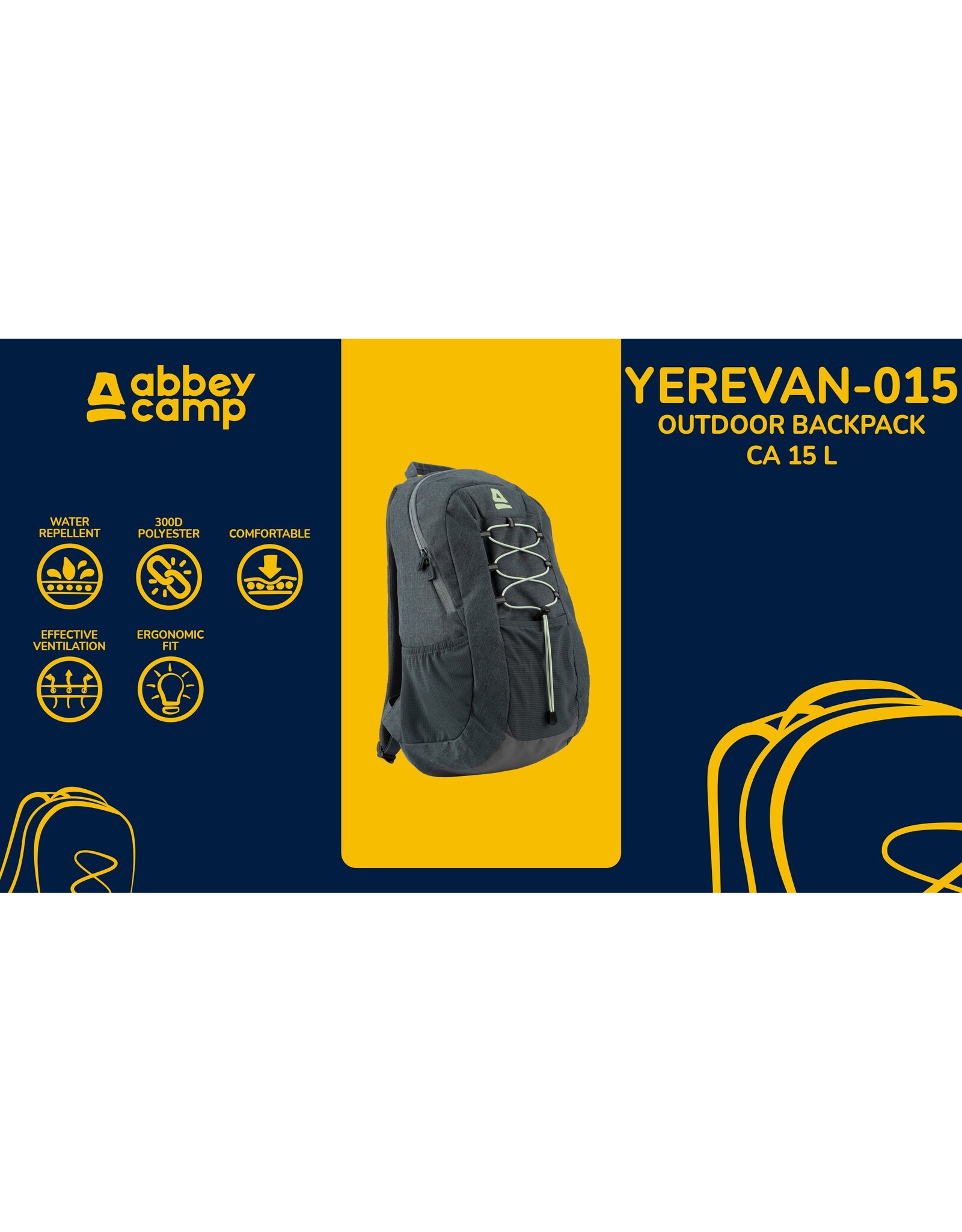 Abbey Camp® Outdoor Rugtas • YEREVAN-015 • Antraciet/Grijs (ANG)