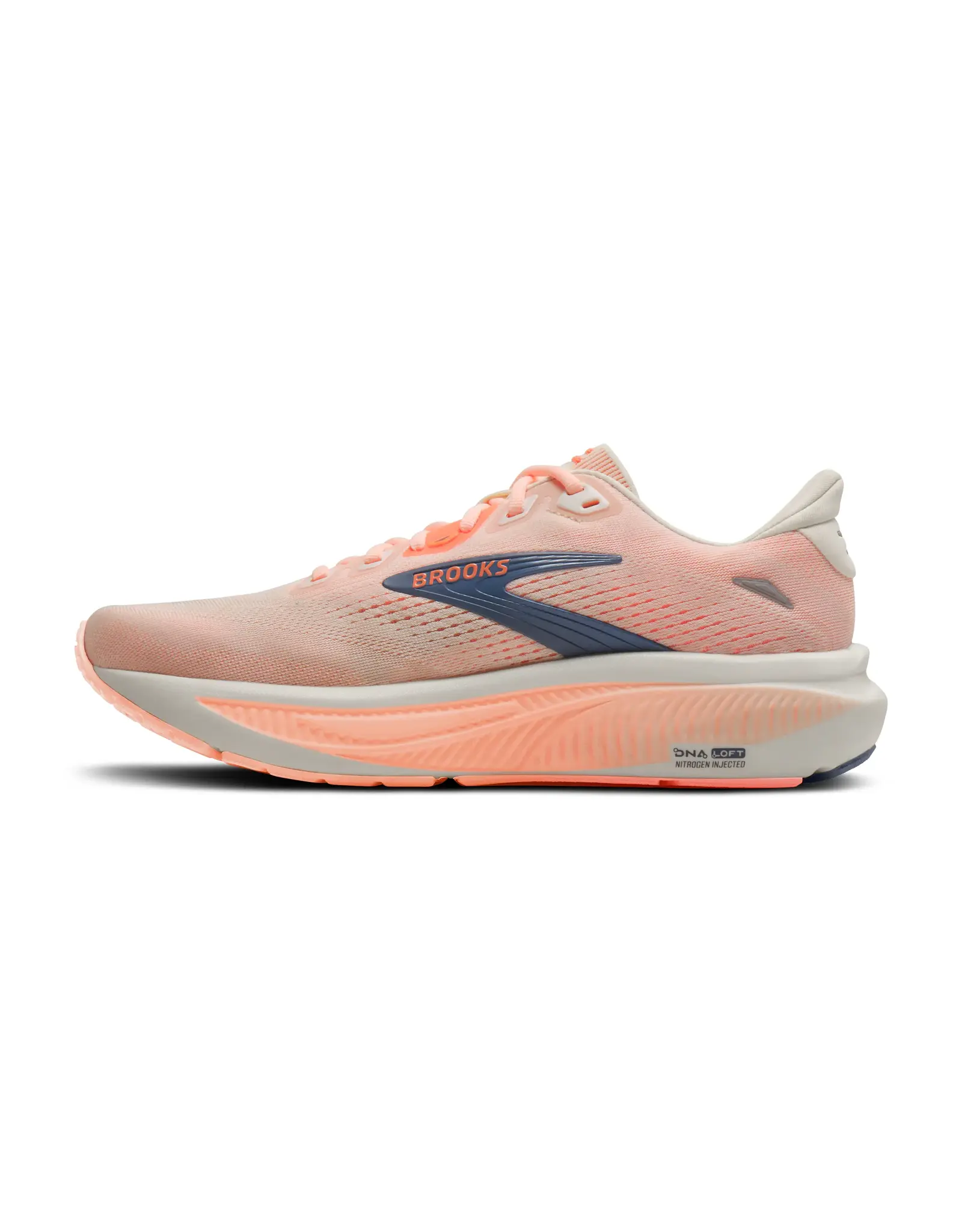 Brooks Ghost 18-Dames (2a)-Star White/Cyber Peach/Grey