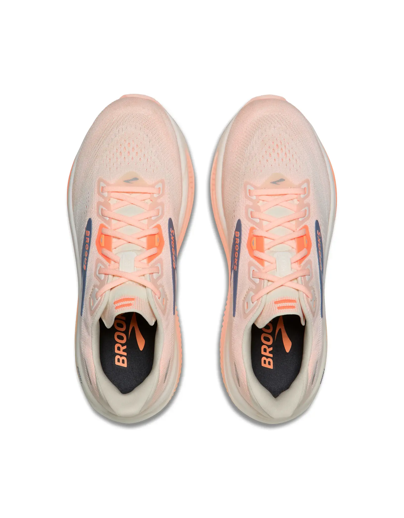 Brooks Ghost 18-Dames (2a)-Star White/Cyber Peach/Grey