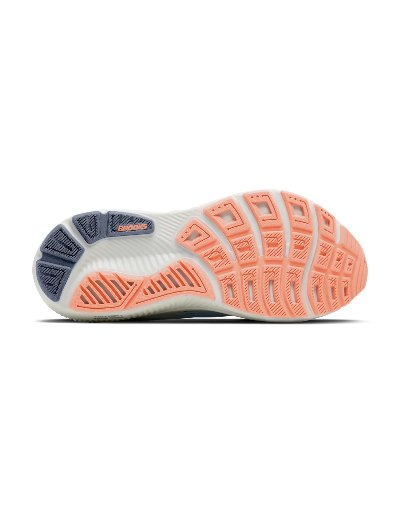 Brooks Ghost 18-Dames (2a)-Star White/Cyber Peach/Grey