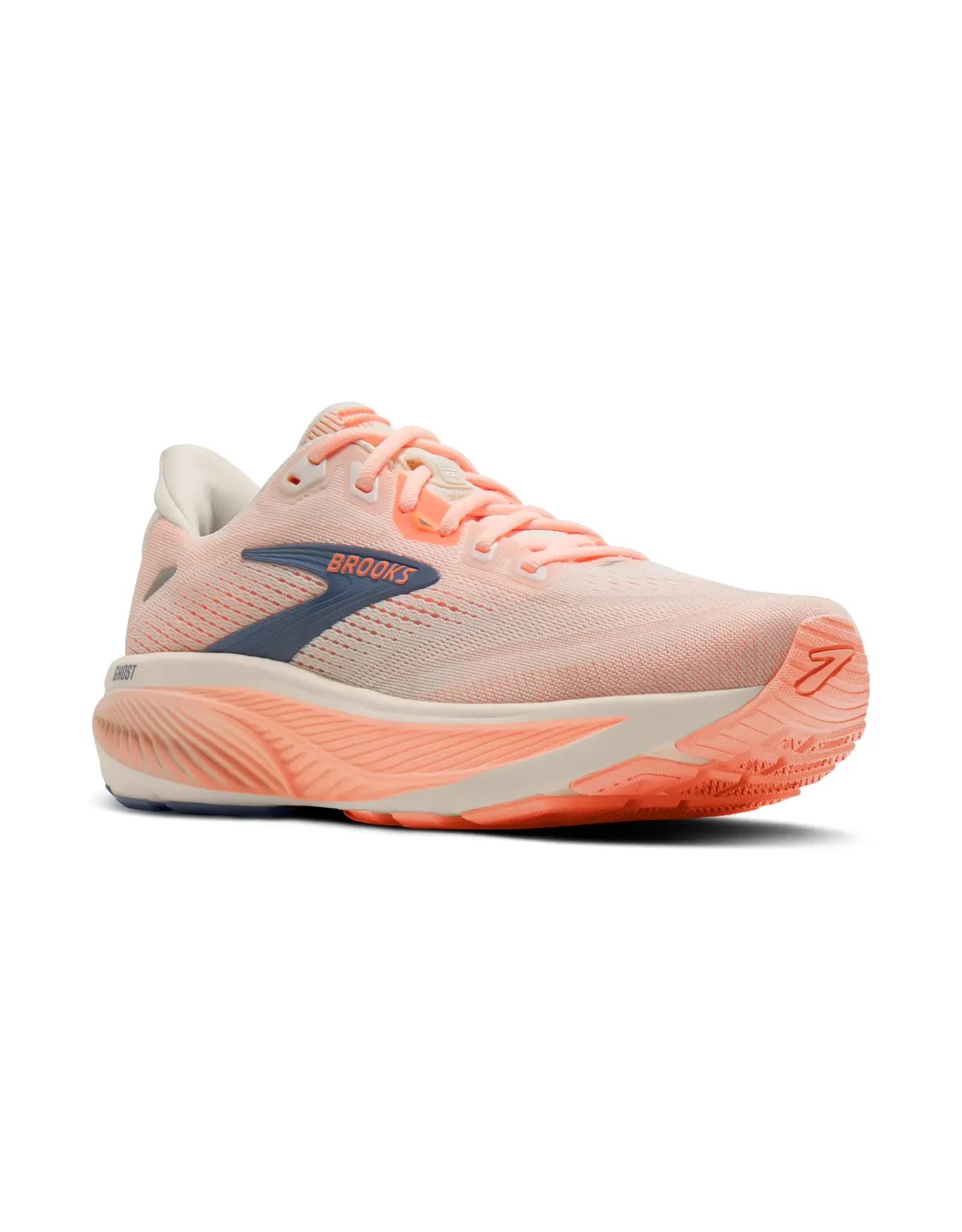 Brooks Ghost 18-Dames (2a)-Star White/Cyber Peach/Grey