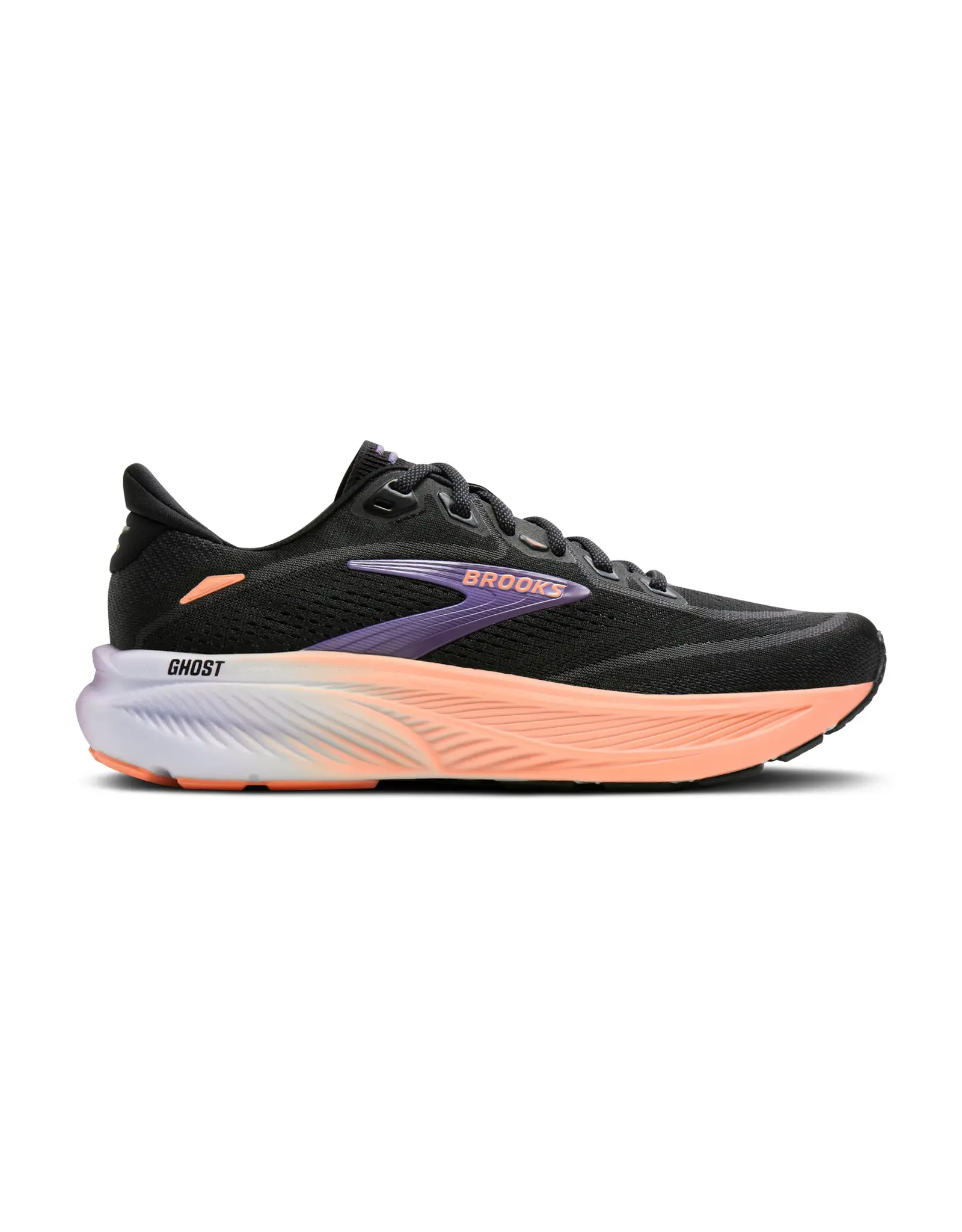 Brooks Ghost 18-Dames-Black/Mulled Grape/Peach