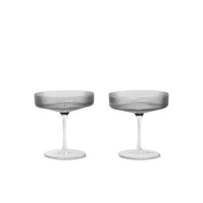 ferm LIVING Ripple Champagne Saucer Smoked Grey