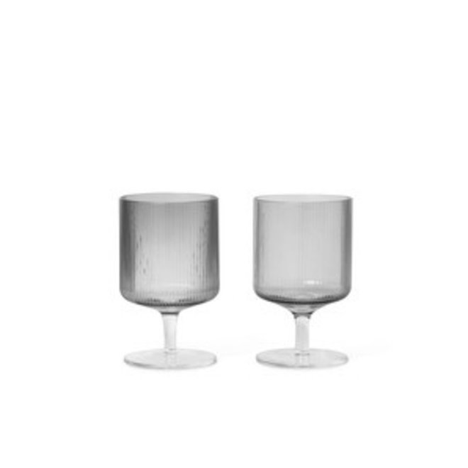 ferm LIVING Ripple Wine Glasses smoked grey