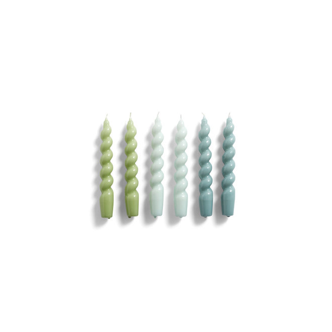 HAY Candle Spiral Set of 6 Green Arctic Blue Teal