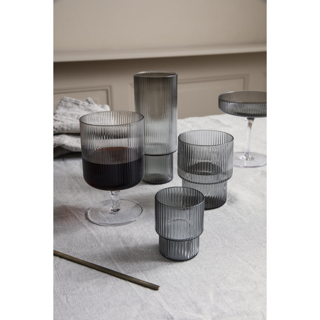 ferm LIVING Ripple Wine Glasses smoked grey