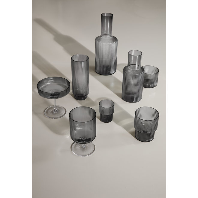 ferm LIVING Ripple Wine Glasses smoked grey