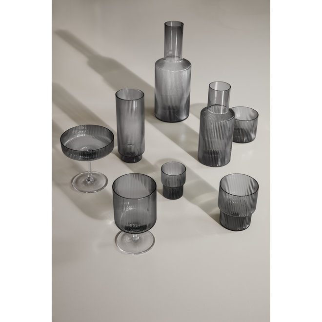 ferm LIVING Ripple Long Drink Glasses Set of 4 Smoked Grey