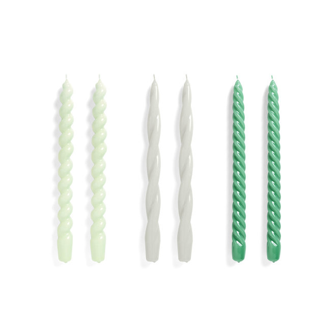 HAY Candle Long Mix Set of 6 Mint Light Grey Green