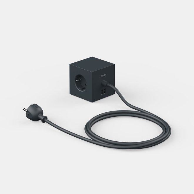 Avolt Square 1 Stekkerdoos Stockholm Black USB-A