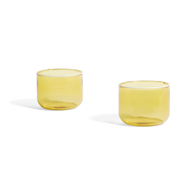 HAY Tint Glass Set of 2 Light Yellow with White Rim