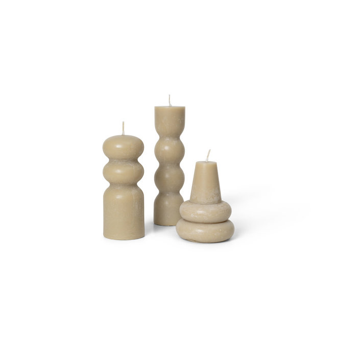 ferm LIVING Torno Candles Set of 3 Sand